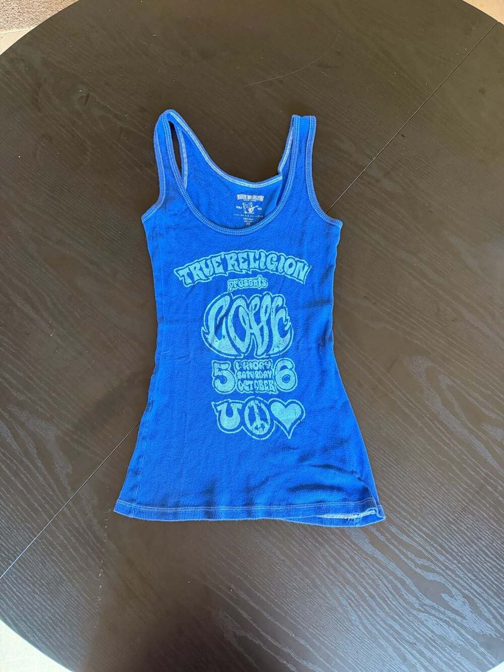 True Religion 'Love' Graphic Ribbed Tank Top